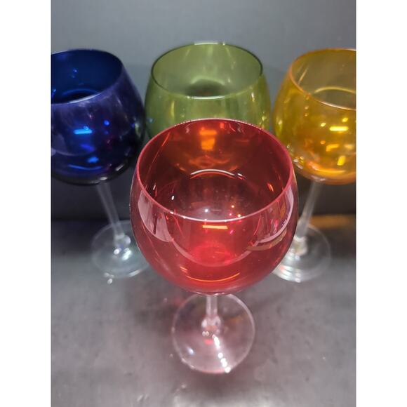 Hand Blown Balloon Wine Glasses, Vintage Cocktail Goblets, Mid-Century Stems‎ - Picture 5 of 9